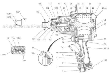 Part Location Diagram of KF129106 Chicago Pneumatic Valve-throttle